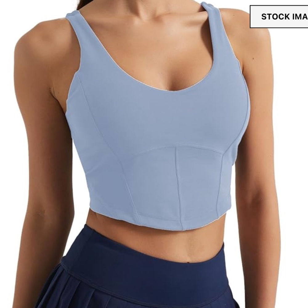 NWT- Baby Blue/ Light Blue Cropped Corset Tank Top/ workout bustier